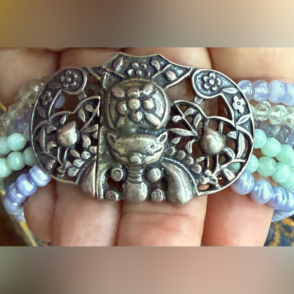 AKR bracelet sterling silver multi strand gem stones blue green Amy Kahn Russell